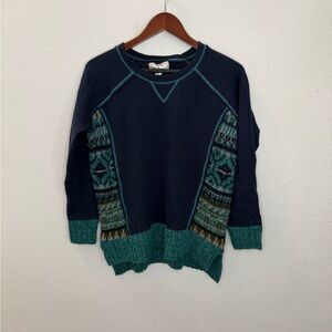 Ruby Moon Navy  Sweatshirt Sweater Aztec Bohemian size XSLong Tail 100% Cotton